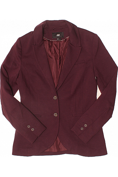 HM  Dámské Vypasované Společenské Sako Bordó Polyester Elegantní Jednořadé Velikost 38