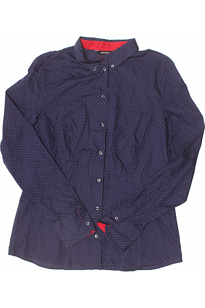 Esmara Dámská Modrá Puntíkovaná Košile S Dlouhým Rukávem Vypasovaná Vel. 40