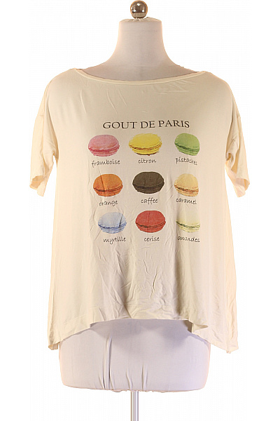 Dámské tričko béžové oversize s krátkým rukávem s potiskem Gout de Paris Velikost m | Unimoda | obrázek 2