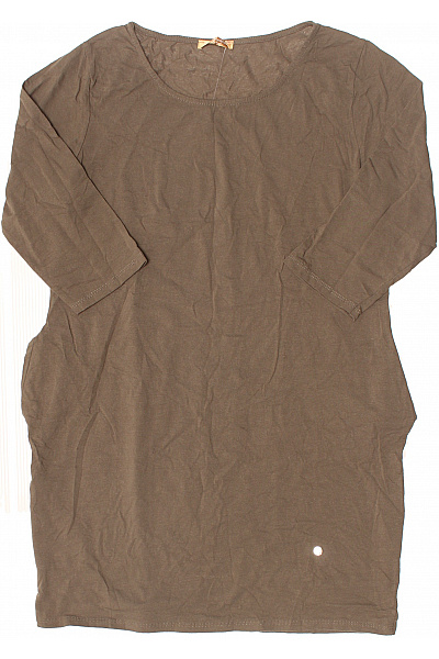 Dámské hnědé tričkové šaty tunikové volnočasové jednoduché úpletové Velikost L | Unimoda | obrázek 2