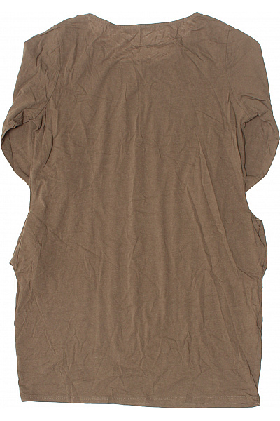 Dámské hnědé tričkové šaty tunikové volnočasové jednoduché úpletové Velikost L | Unimoda | obrázek 3