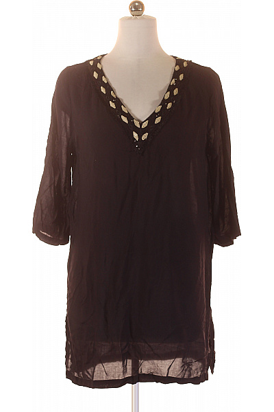 calzedonia Dámská tmavá tuniková halenka s výstřihem do V zdobená Vel. L | calzedonia | obrázek 2