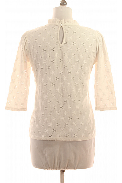 Bílá vyšívaná halenka se stojáčkem a 3/4 rukávem společenská Velikost M | Unimoda | obrázek 3