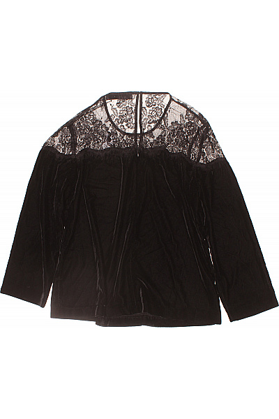 HALLHUBER Černá sametová halenka s krajkou dlouhý rukáv společenská Vel. 38 | HALLHUBER | obrázek 3