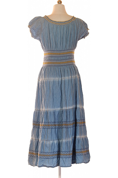 Dámské džínové šaty s krátkým rukávem a výšivkou boho letní Velikost S | Unimoda | obrázek 3