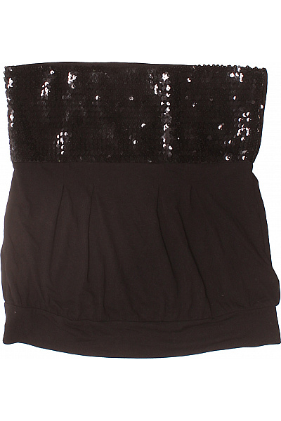 crazy world Dámský černý top bez ramínek flitry nabíraný Velikost M | crazy world | obrázek 2