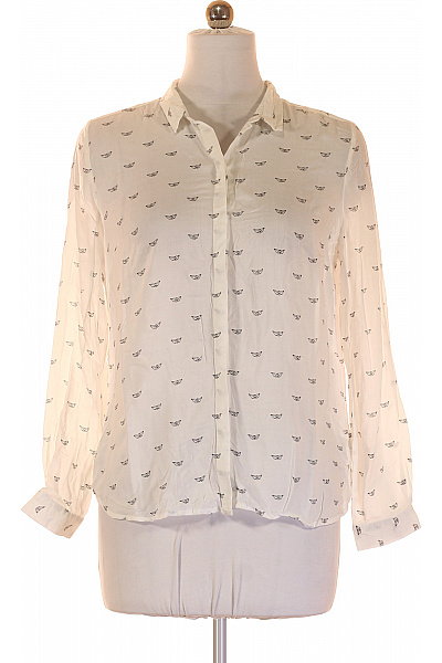 reserved Dámská viskózová bílá košile s dlouhým rukávem a potiskem ptáčků ležérní Vel. 40 | reserved | obrázek 2