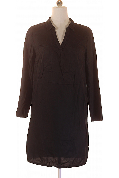 BONPRIX Černé lyocellové tunikové šaty s dlouhým rukávem a kapsami Velikost 44 | BONPRIX | obrázek 2