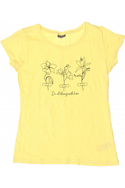 BELOVED Dámské žluté tričko s krátkým rukávem a květinovým potiskem Velikost M | BELOVED | obrázek 2