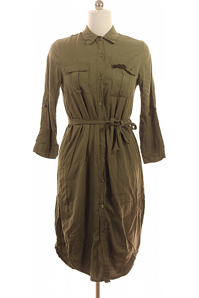 MADE IN ITALY dámské košilové šaty s páskem khaki Vel. L | MADE IN ITALY | obrázek 2