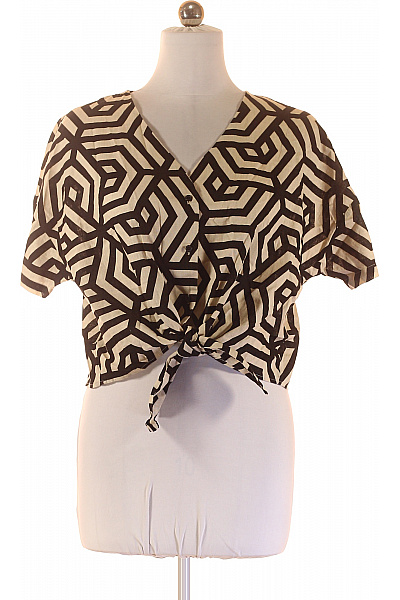 Esmara Dámská Letní Košile Krátký Rukáv Geometrický Vzor Na Zavazování Crop Velikost EU 42
