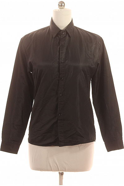 Dámská černá košile s dlouhým rukávem elegantní lesklá Velikost XL | Unimoda | obrázek 2