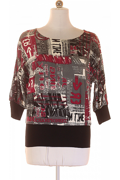 Dámská tuniková halenka s potiskem šedá červená volná Velikost L | Unimoda | obrázek 2