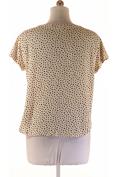 HM  Dámské tričko béžové s krátkým rukávem a puntíky s kulatým výstřihem Vel. L | HM  | obrázek 2