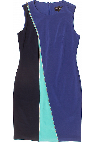 Frank Lyman Pouzdrové šaty Modré Tmavé Tyrkysové Asymetrické Zip Velikost 38