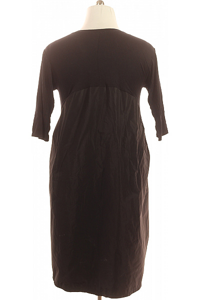 Černé viskózové volné tričkové šaty ke kolenům s kapsami Velikost 5 | Unimoda | obrázek 3