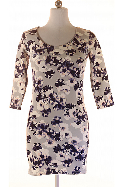 Mohito Dámské Pouzdrové šaty S 3/4 Rukávem Květované šedé Velikost M