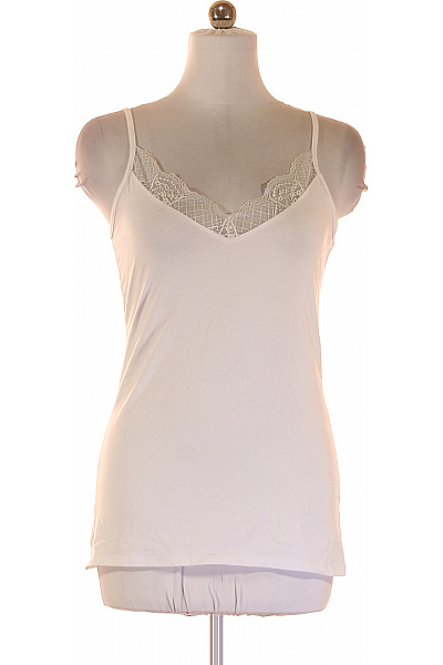 Dámské bílé tílko basic špagetová ramínka krajka V-výstřih Vel. S | Unimoda | obrázek 2