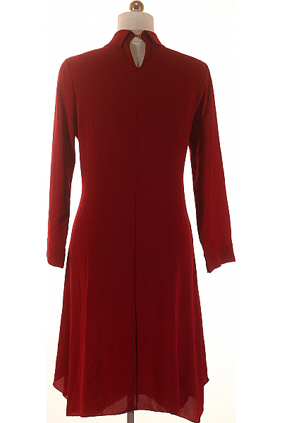 MADE IN ITALY Červené dámské košilové šaty s dlouhým rukávem elegantní pod kolena Velikost L | MADE IN ITALY | obrázek 2