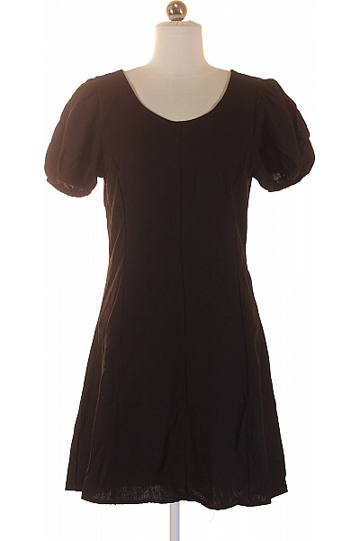 FISHERFIELD Černé Mini šaty Letní Volné Jednoduché S Krátkým Rukávem Vel. 38