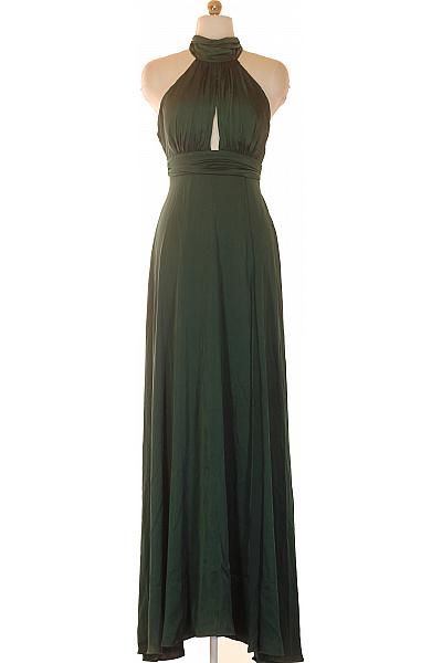 APART Dlouhé Zelené Společenské šaty Za Krk S Odhalenými Zády Vel. 36
