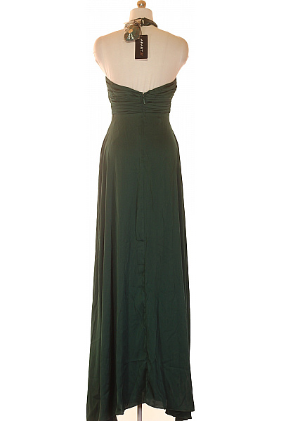 APART Dlouhé zelené společenské šaty za krk s odhalenými zády Vel. 36 | APART | obrázek 2