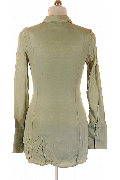 ZARA Dámská viskózová košile světle zelená elegantní lesklá vypasovaná dlouhý rukáv Vel. EU M | ZARA | obrázek 3