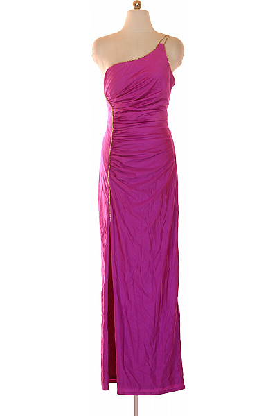Vera Mont Dámské šaty Dlouhé Fialové Společenské Asymetrické S Rozparkem Vel. 38