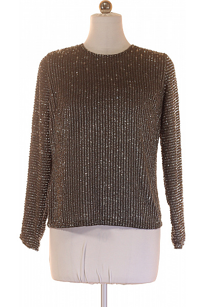 Custommade Dámská společenská halenka s dlouhým rukávem tmavě hnědá flitrovaná Velikost 40 | Custommade | obrázek 2