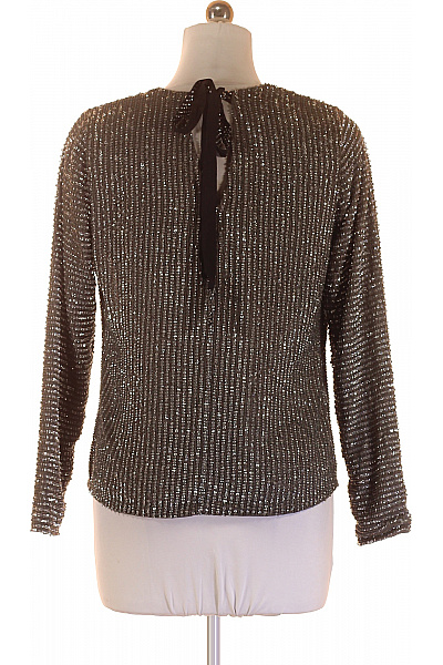 Custommade Dámská společenská halenka s dlouhým rukávem tmavě hnědá flitrovaná Velikost 40 | Custommade | obrázek 3