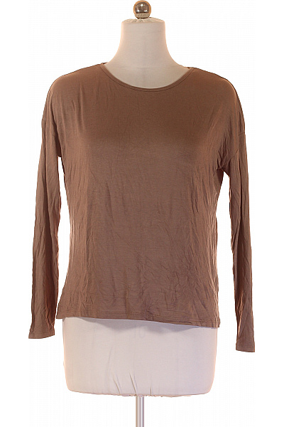 Dámské Hnědé Basic Tričko Dlouhý Rukáv Kulatý Výstřih Jednobarevné Vel. L