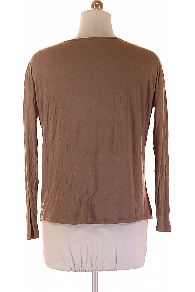 Dámské hnědé basic tričko dlouhý rukáv kulatý výstřih jednobarevné Vel. L | Unimoda | obrázek 2