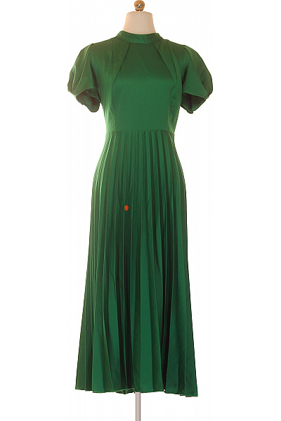 Closet Zelené Společenské šaty S Krátkým Rukávem A Plisovanou Sukní Velikost M