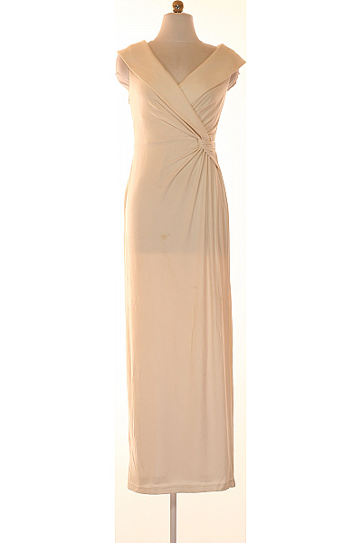 Ralph Lauren Dlouhé Společenské šaty Bez Rukávů Zavinovací Elegantní Béžové Vel. XS