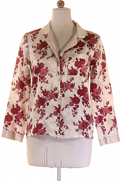 INDIGO Dámské polyesterové pyžamo krémové s bordó květy dlouhý rukáv Vel. EU 38 | INDIGO | obrázek 2