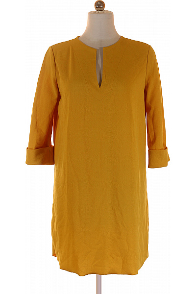 ZARA Dámská žlutá Tuniková Halenka S 3/4 Rukávem A Výstřihem Do V Vel. M
