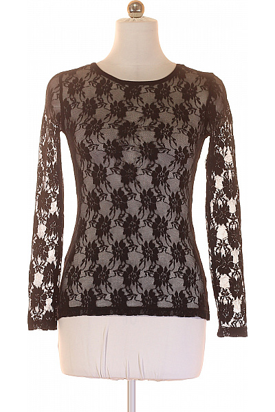 VILA Dámská černá krajková halenka s dlouhým rukávem květinová průsvitná Vel. M | VILA | obrázek 2