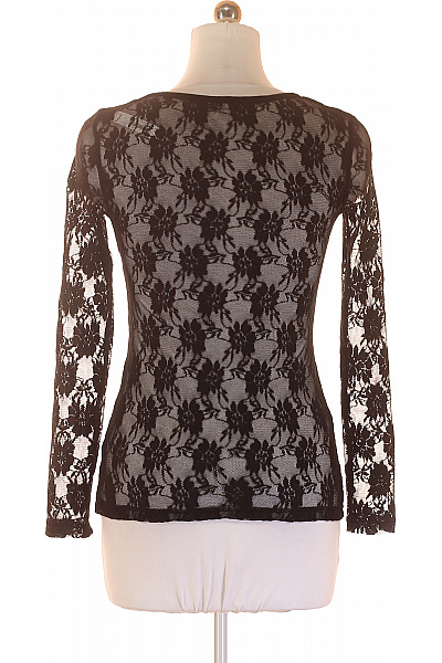 VILA Dámská černá krajková halenka s dlouhým rukávem květinová průsvitná Vel. M | VILA | obrázek 3