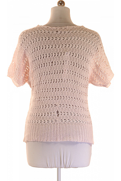 Cream Růžový ažurový pletený pulovr s krátkým rukávem lehký Vel. M | Cream | obrázek 2