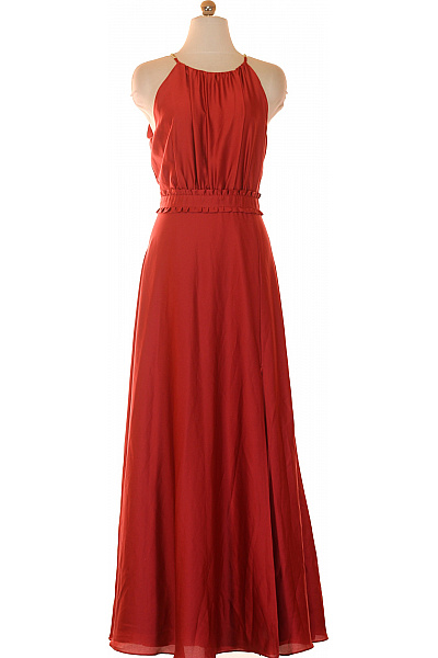 Swing Dámské červené Dlouhé šaty Na Ramínka Společenské Letní Vel. 42
