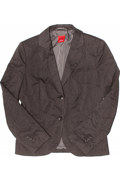 s.OLIVER Dámský polyesterový blejzr šedý vypasovaný elegantní společenské dvouřadé pruhované Velikost DE 38 | s.OLIVER | obrázek 2