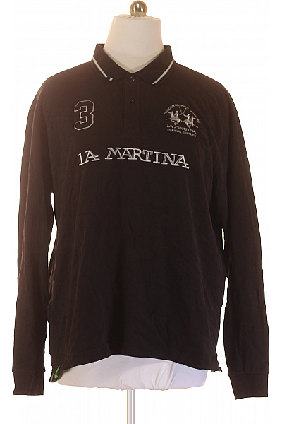 La Martina Pánské Tričko s Límečkem Černé | La Martina | obrázek 2