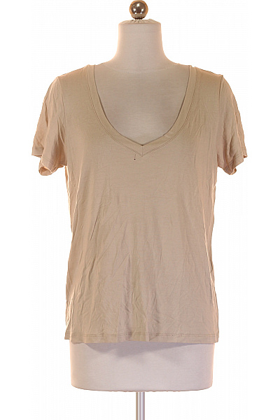 Jednoduché Dámské Tričko Béžové Vel. S