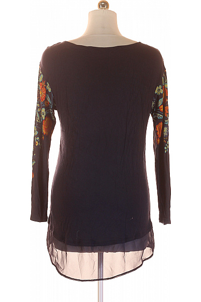 Per Una Dámská tuniková halenka tmavě modrá dlouhý rukáv květinová boho prodloužená Vel. M | Per Una | obrázek 3