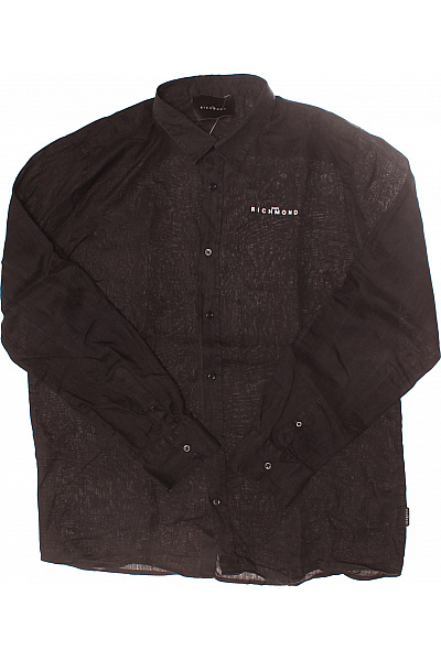 Pánská Košile Jednobarevná Lněná Černá Richmond Vel. 54 | richmond | obrázek 3