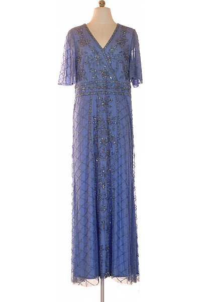 MARINA Dámské Společenské šaty S Krátkým Rukávem Modré Vel. L