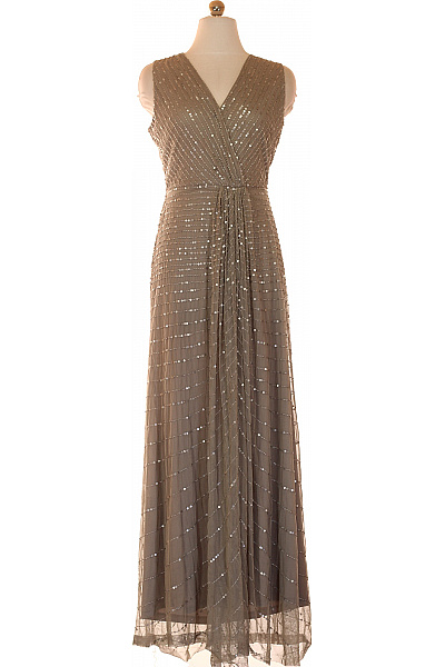 Dlouhé Společenské šaty Bez Rukávů Třpytivé Zavinovací Vel. S