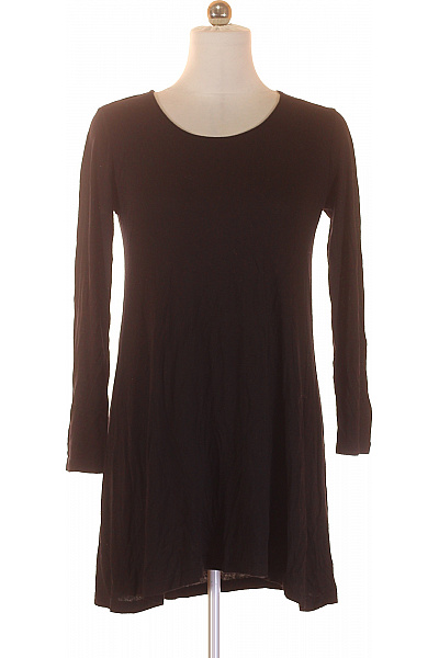 Janina Dámské viskózové tričkové šaty černé jednoduché volné tunikové s dlouhým rukávem Velikost 38 | Janina | obrázek 2