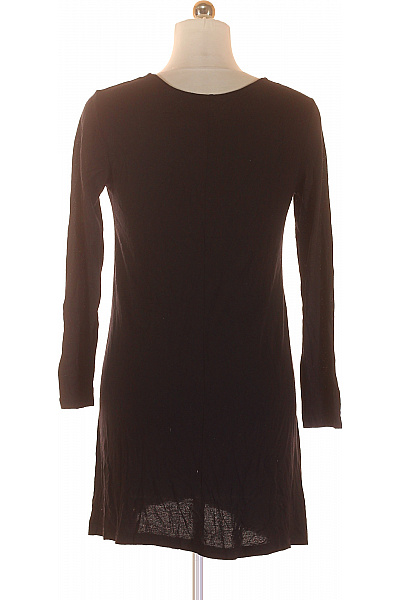 Janina Dámské viskózové tričkové šaty černé jednoduché volné tunikové s dlouhým rukávem Velikost 38 | Janina | obrázek 3