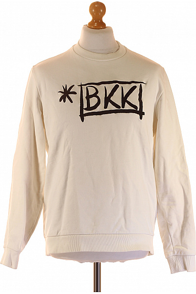 Pánská Mikina Bílá BIKKEMBERGS Second Hand Vel. L